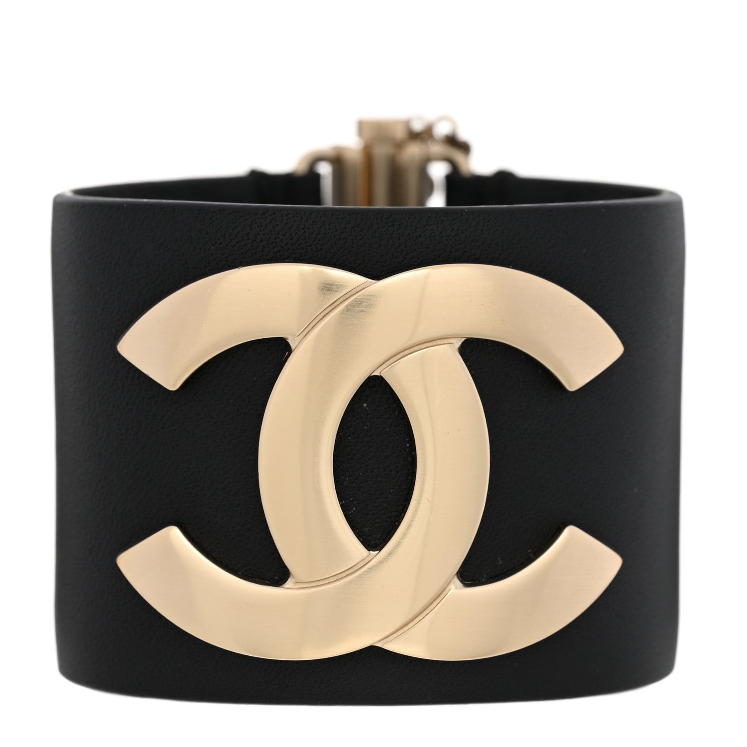 Chanel Calfskin CC Wide Cuff S Black Gold 1 of 11