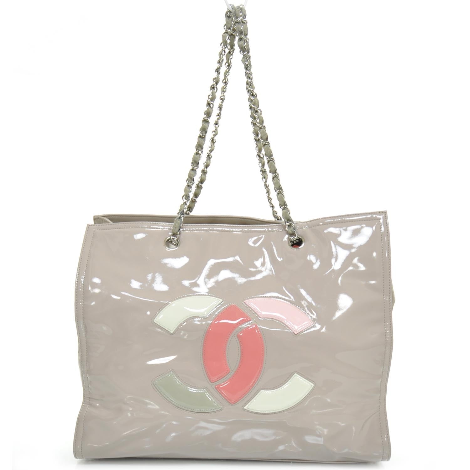 Chanel Vinyl Large Lipstick Tote Dark Beige 12P 1 of 11