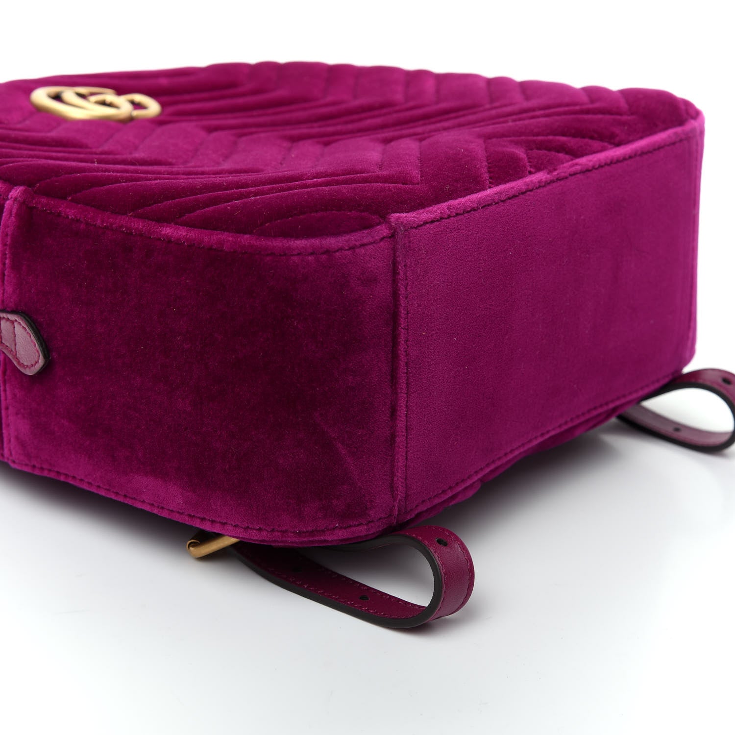 Gucci Velvet Matelasse GG Marmont Dome Backpack Fuchsia Violet Cyclamen 5 of 8