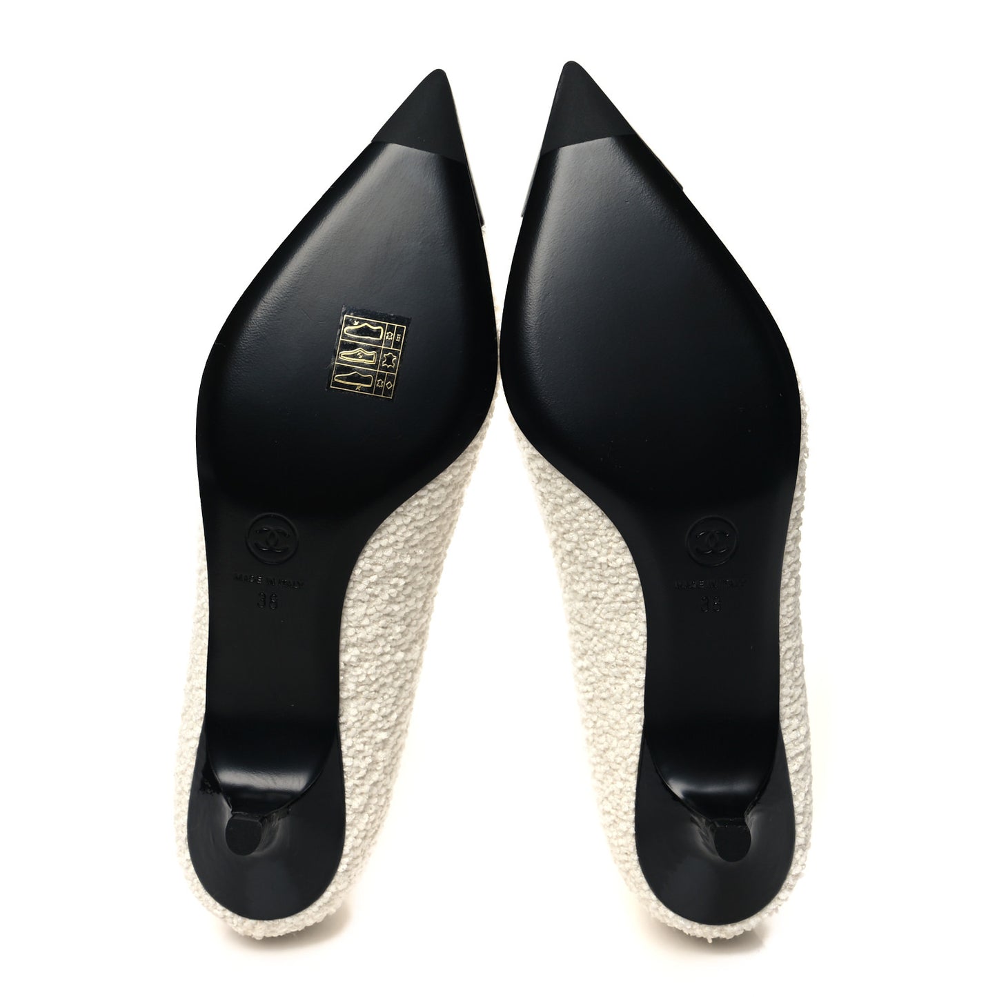 Tweed Patent Calfskin Pumps 38 White Black