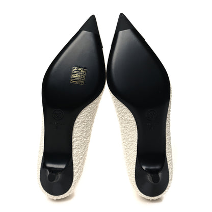 Chanel Tweed Patent Calfskin Pumps 38 White Black 5 of 9