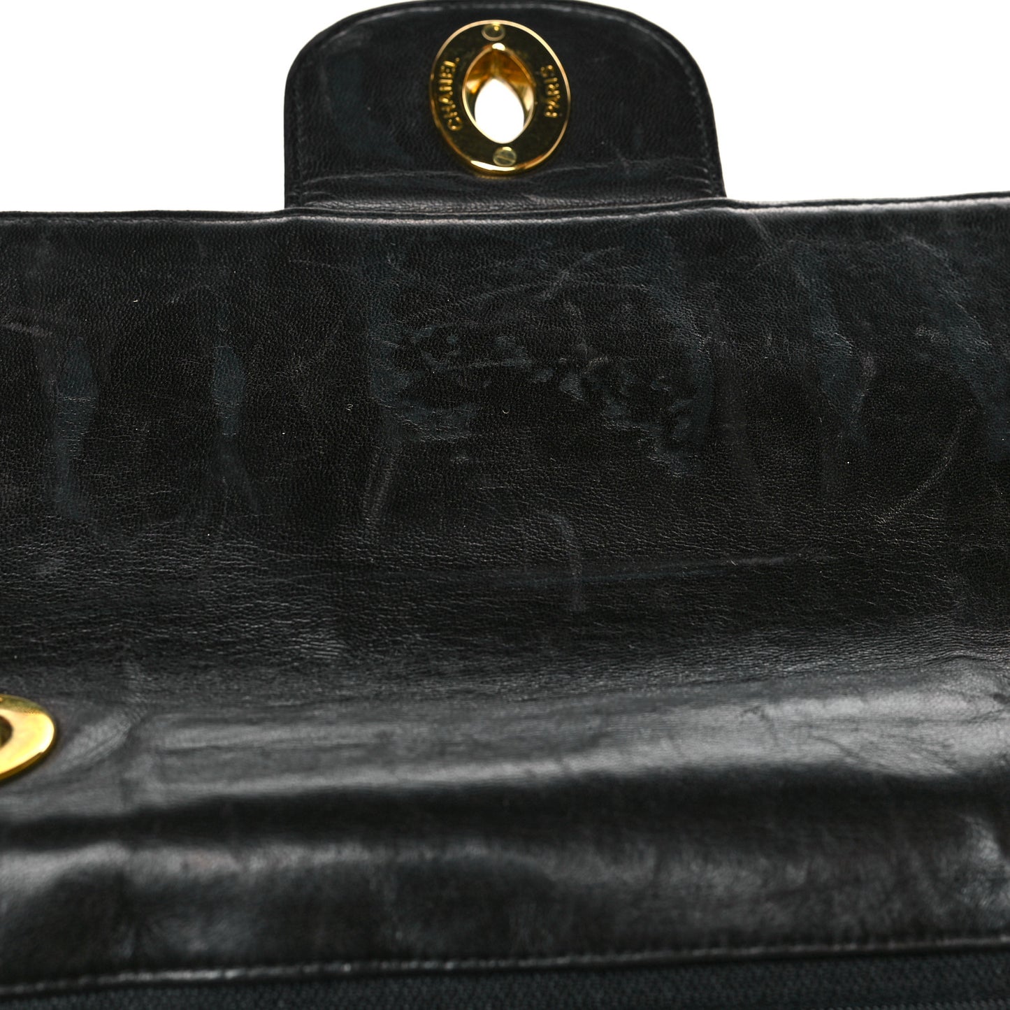 Patent Vertical Quilted Jumbo Single Flap Black
