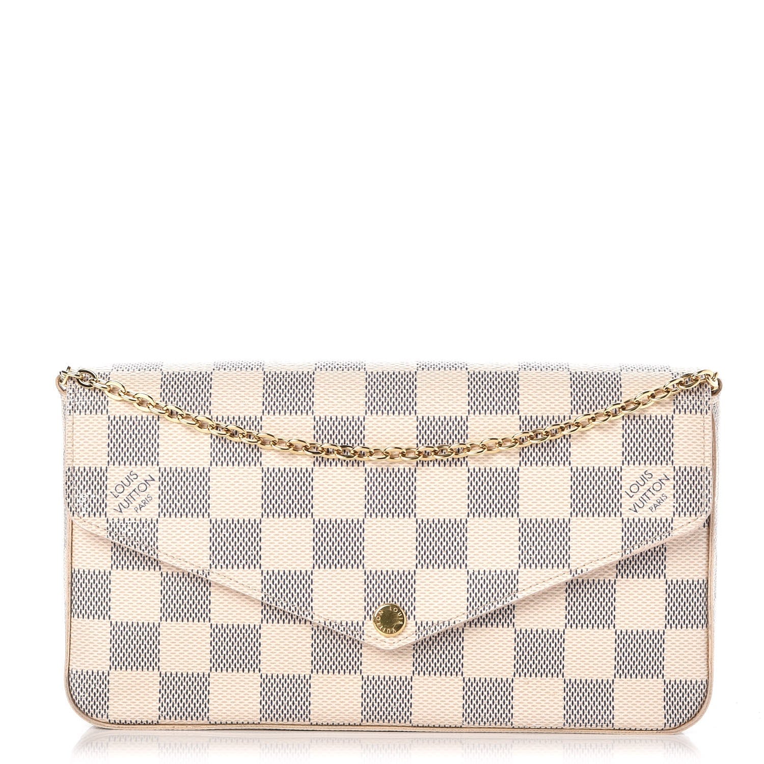 Louis Vuitton Damier Azur Pochette Felicie Chain Wallet Rose Ballerine 1 of 10