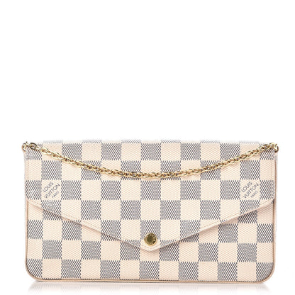 Louis Vuitton Damier Azur Pochette Felicie Chain Wallet Rose Ballerine 1 of 10