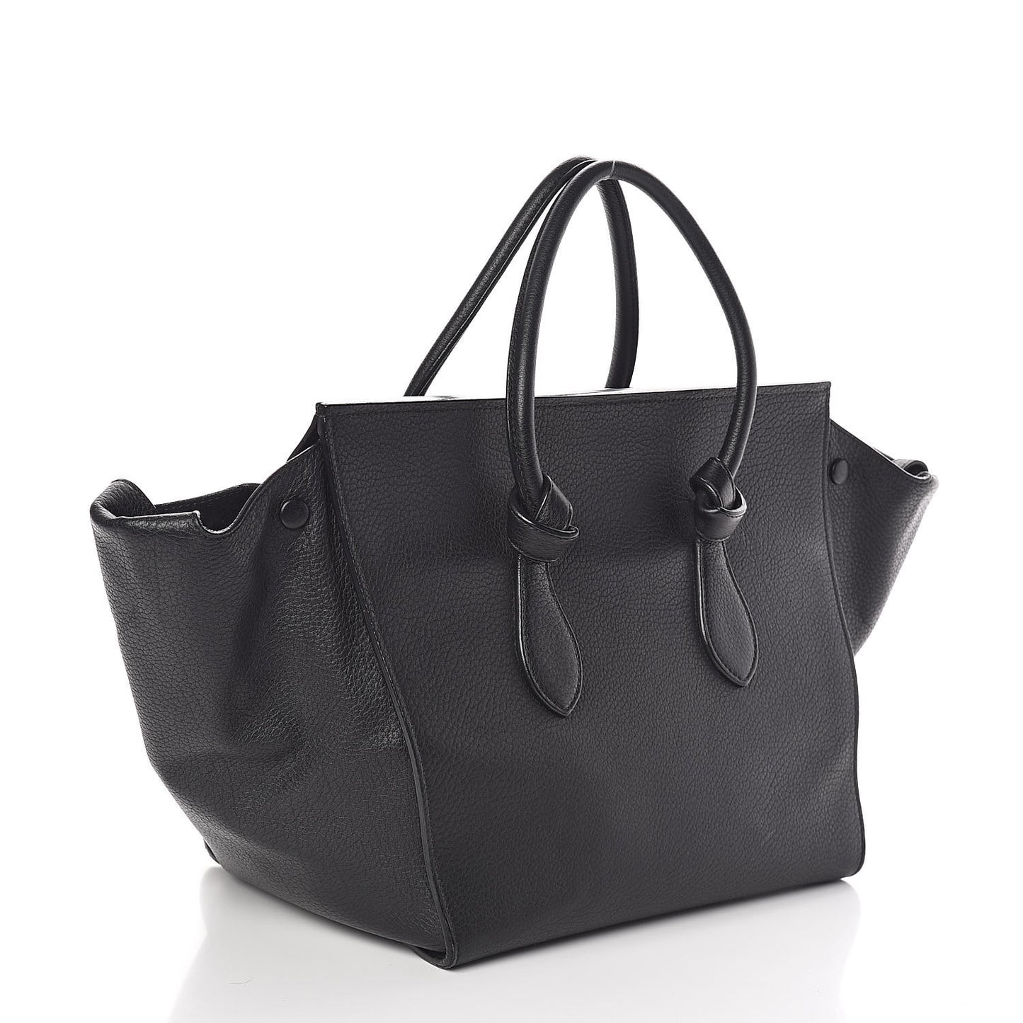Crisped Calfskin Medium Tie Knot Tote Black