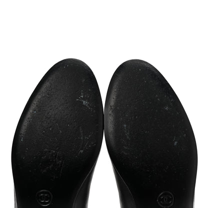 Chanel Lambskin Patent Cap Toe CC Ballerina Flats 37 Black 9 of 11