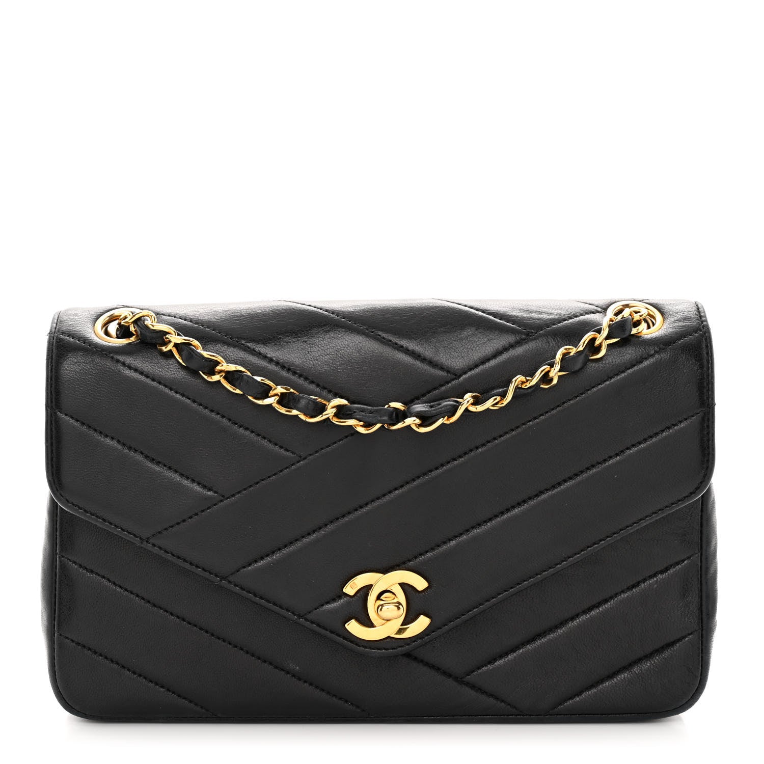 Chanel Lambskin Chevron Quilted Single Flap Black 1 of 10
