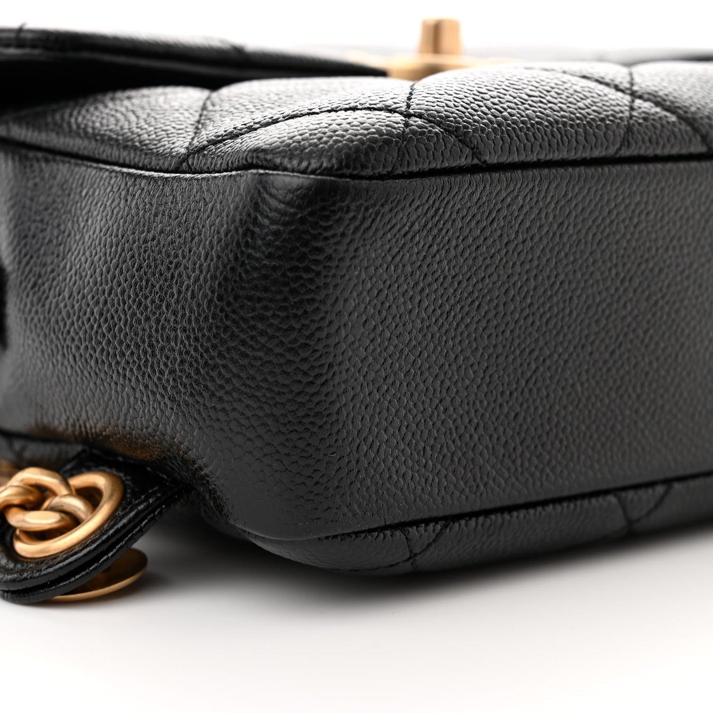 Shiny Caviar Quilted Chain Melody Backpack Black