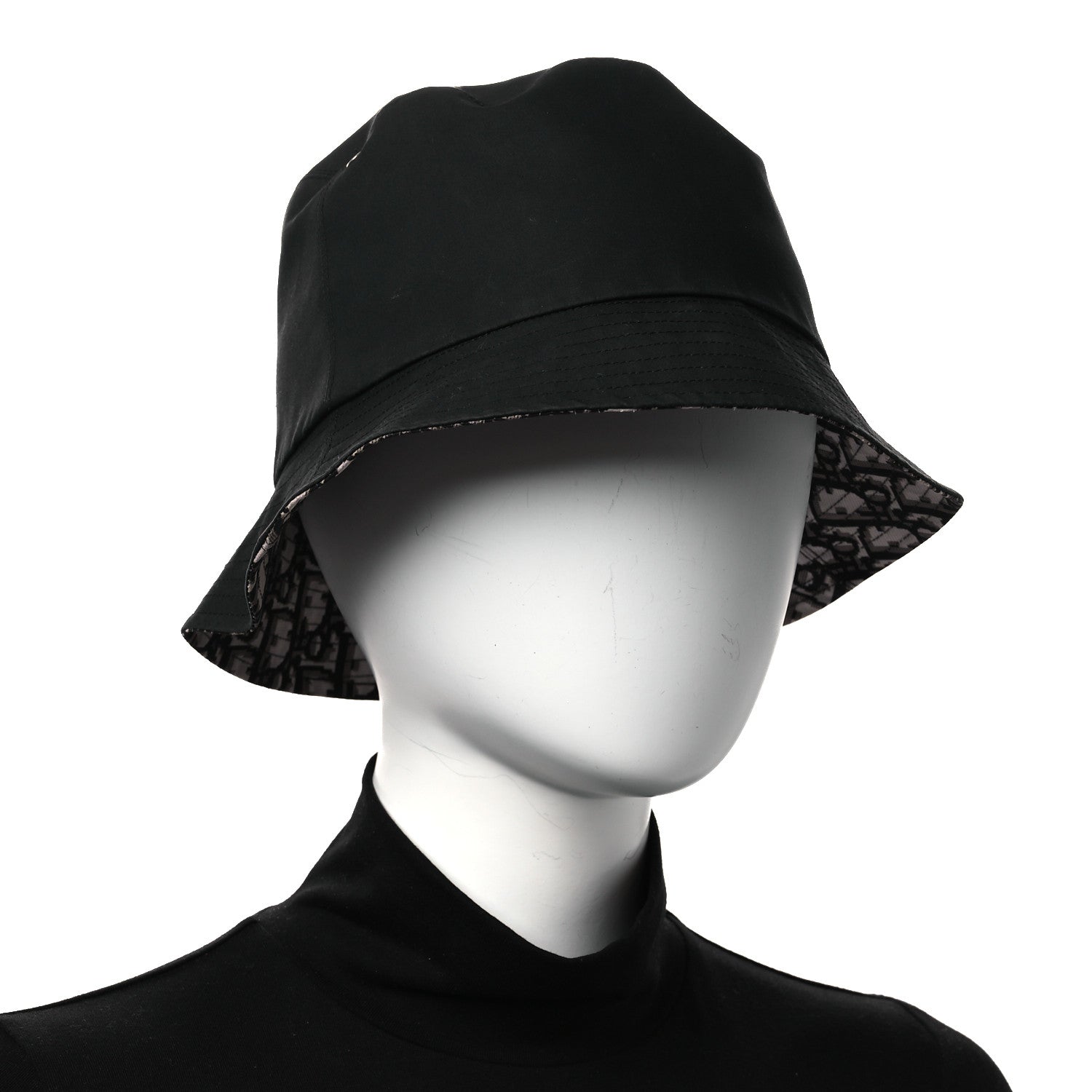 Christian Dior Polyester Cotton Oblique Teddy-D Brim Bucket Hat 58 Black 2 of 9