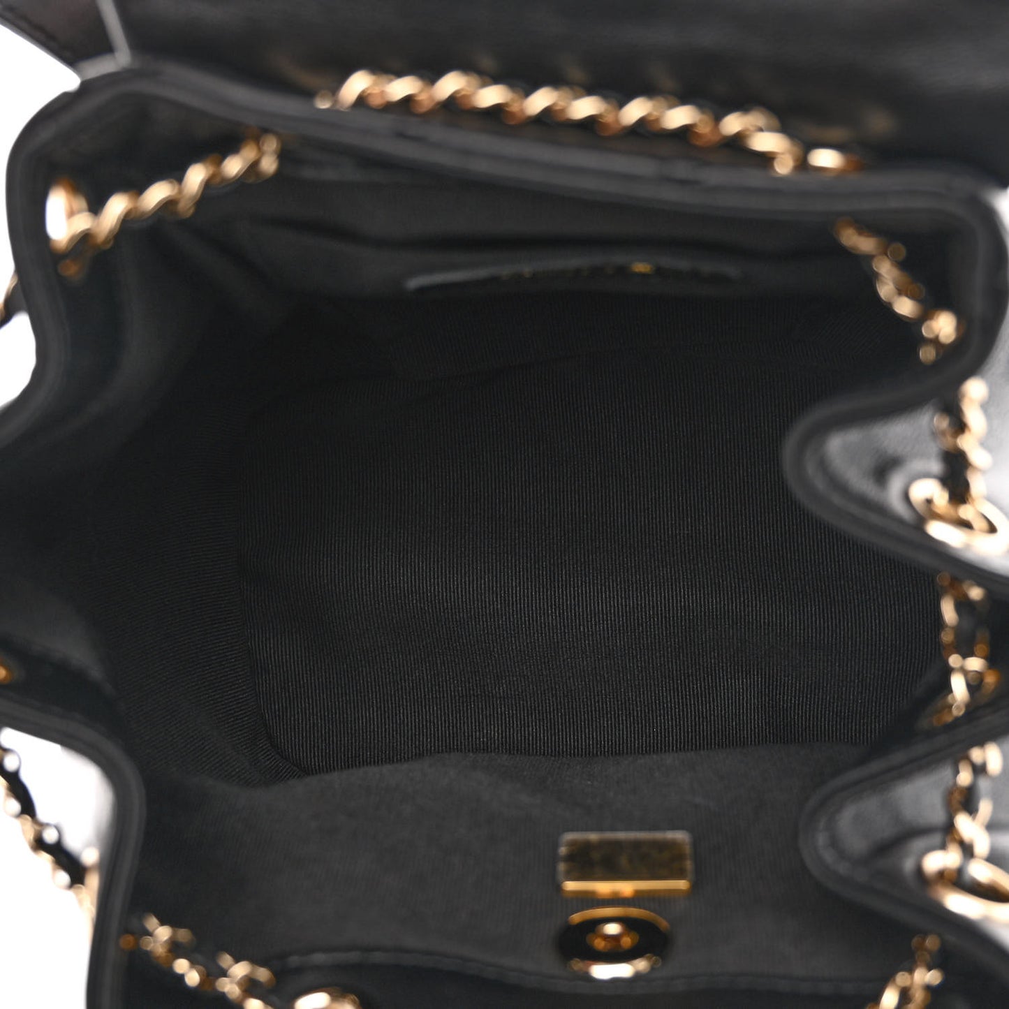 Lambskin Quilted Small Duma Drawstring Backpack Black