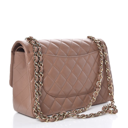 Chanel Lambskin Quilted Jumbo Double Flap Dark Beige 3 of 13