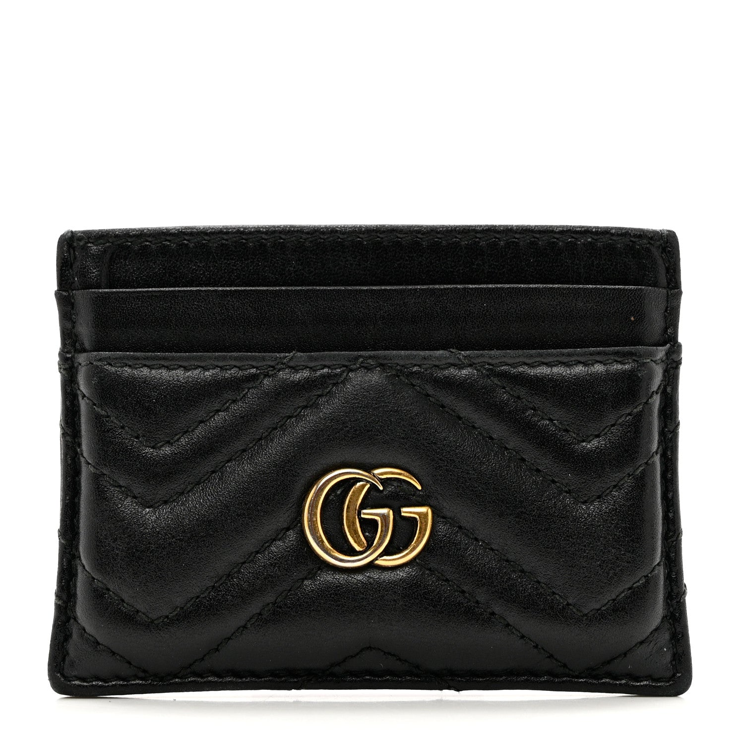 Gucci Calfskin Matelasse GG Marmont Card Holder Black 1 of 6