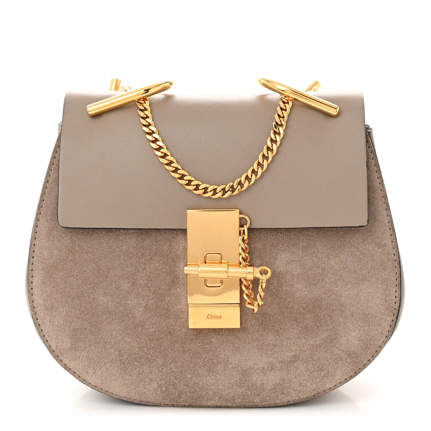 Suede Smooth Calfskin Mini Drew Shoulder Bag Motty Grey