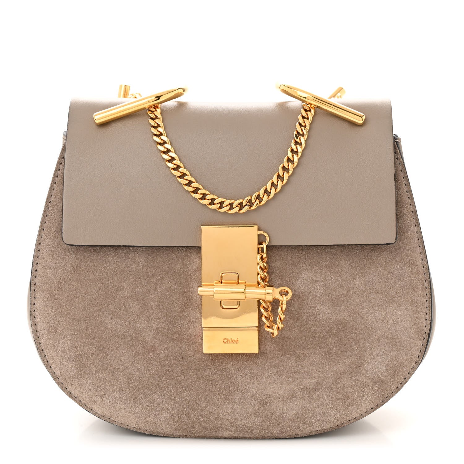 Chloe Suede Smooth Calfskin Mini Drew Shoulder Bag Motty Grey 1 of 9
