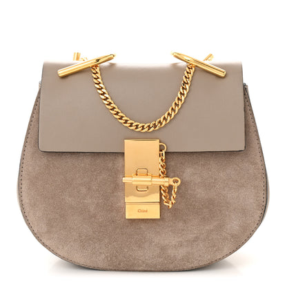 Chloe Suede Smooth Calfskin Mini Drew Shoulder Bag Motty Grey 1 of 9