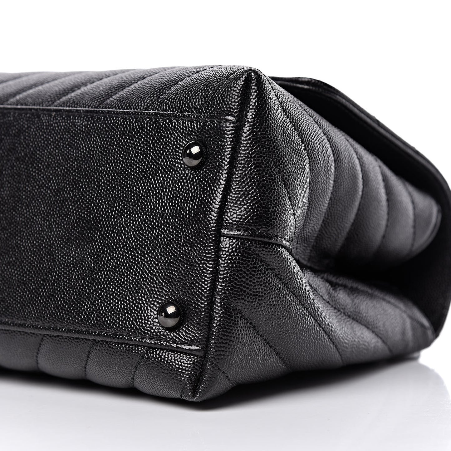 Caviar Chevron Quilted Small Coco Handle Flap So Black