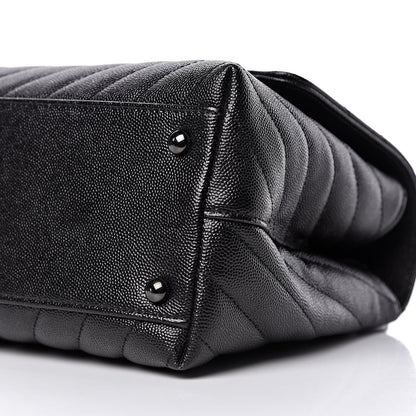 Chanel Caviar Chevron Quilted Small Coco Handle Flap So Black 9 of 9