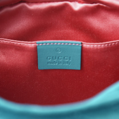 Gucci Velvet Matelasse Small GG Marmont Chain Shoulder Bag Pavone Cyan 6 of 10
