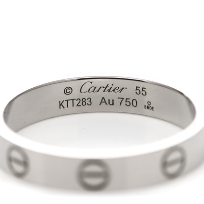 Cartier 18K White Gold 3.5mm LOVE Wedding Band Ring 55 7.25 4 of 5