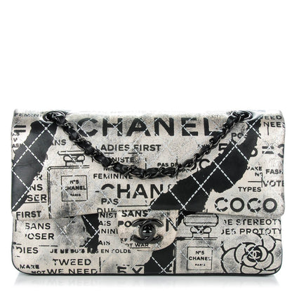 Chanel Lambskin Hand Painted Medium Double Flap Black 1 of 9