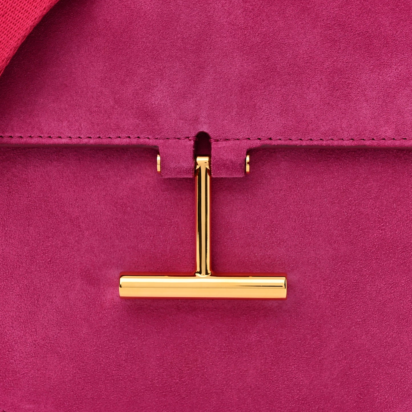 Suede T Clasp Tara Crossbody Bag Berry Pink