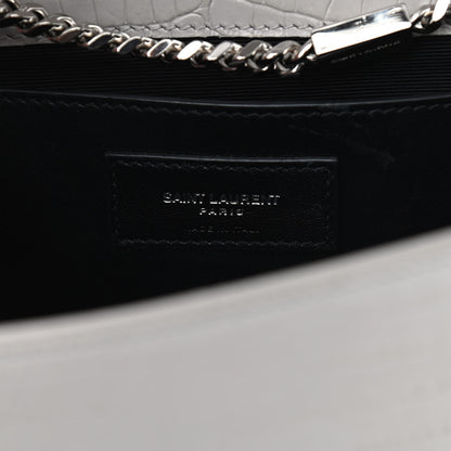 Saint Laurent Calfskin Crocodile Embossed Medium Classic Monogram Kate Tassel Satchel Mouse Grey 5 of 7