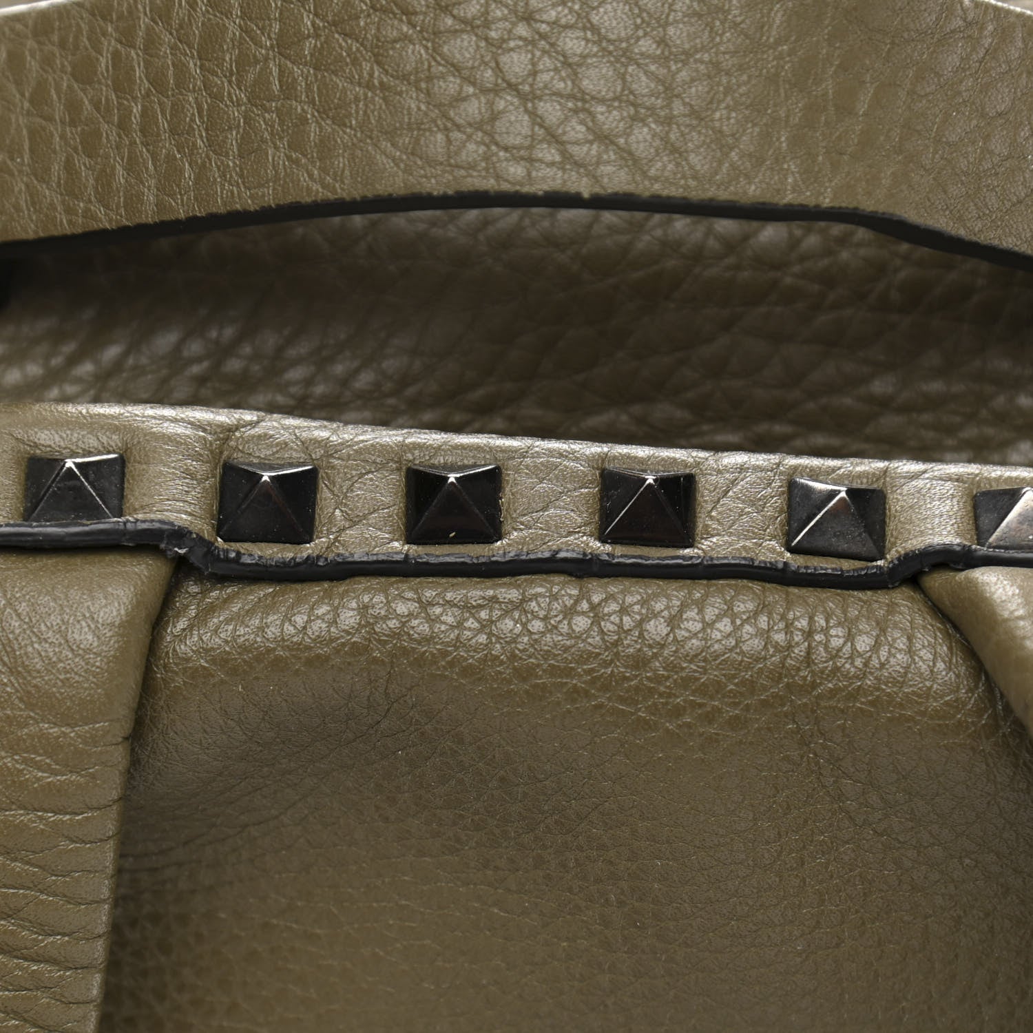 Valentino Garavani Grained Calfskin Medium Rockstud Backpack Army Green 18 of 18