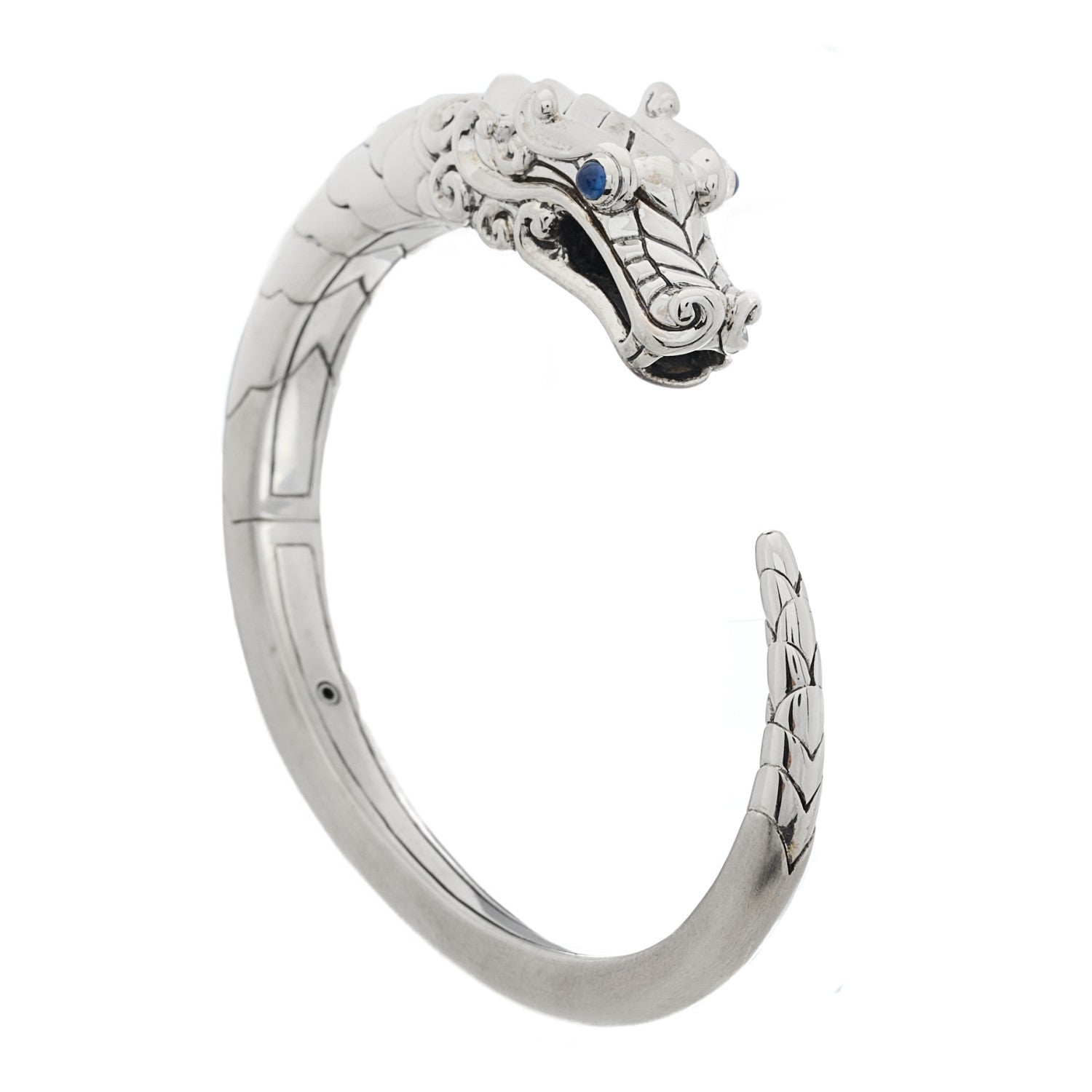 John Hardy Sterling Silver Blue Sapphire Naga Dragon Cuff Bracelet 1 of 4