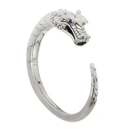 John Hardy Sterling Silver Blue Sapphire Naga Dragon Cuff Bracelet 1 of 4
