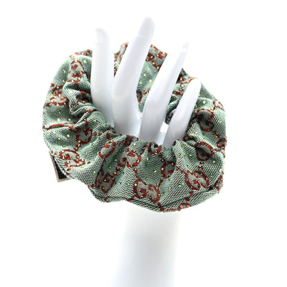 Gucci GG Canvas Crystal Monogram Scrunchie Hair Tie Bluette Red 3 of 4