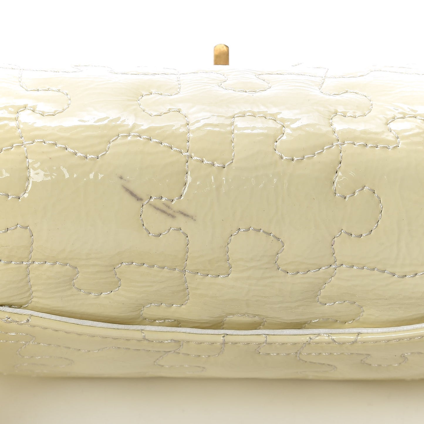 Crackled Patent Calfskin Puzzle 2.55 Reissue East West Flap White
