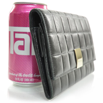 Chanel Leather Chocolate Bar Quilted Long Wallet Black 3 of 8