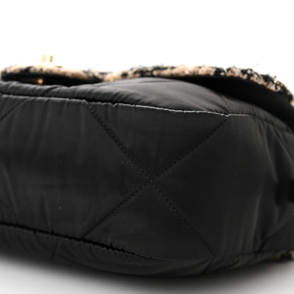 Chanel Wool Tweed Nylon Quilted Flap Bag Beige Black 10 of 10