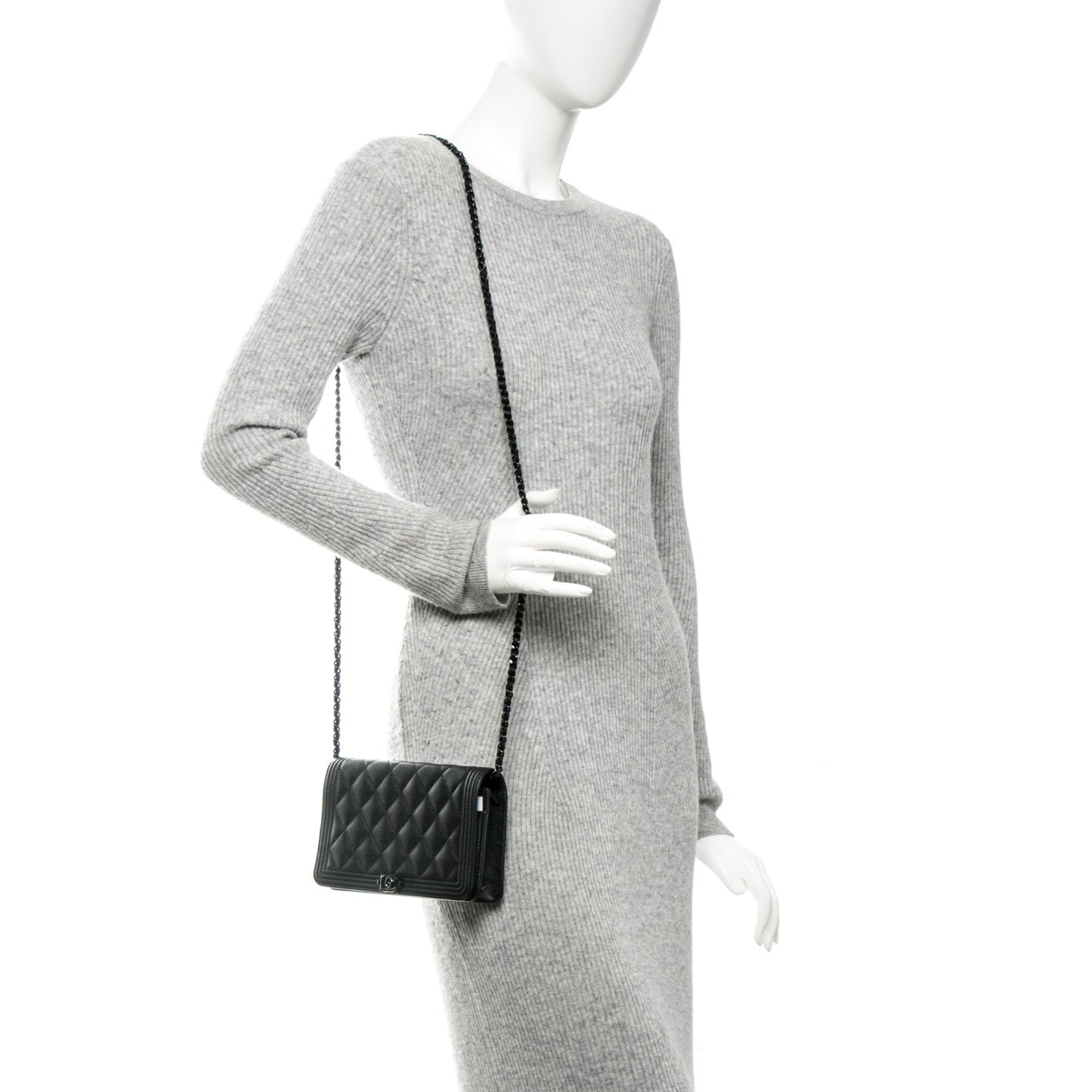 Caviar Quilted Boy Wallet On Chain WOC So Black