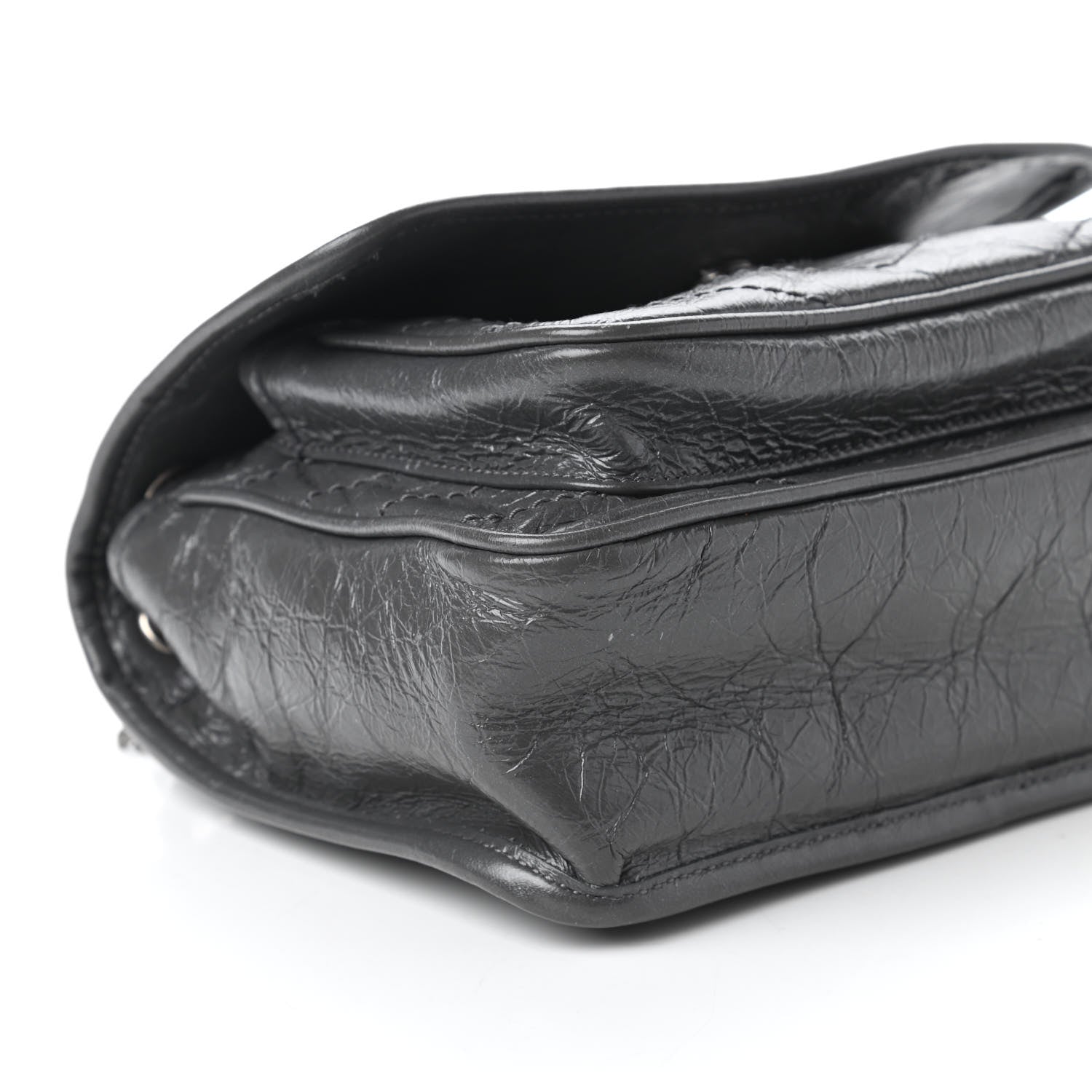 Saint Laurent Crinkled Calfskin Matelasse Monogram Baby Niki Chain Satchel Storm 6 of 11