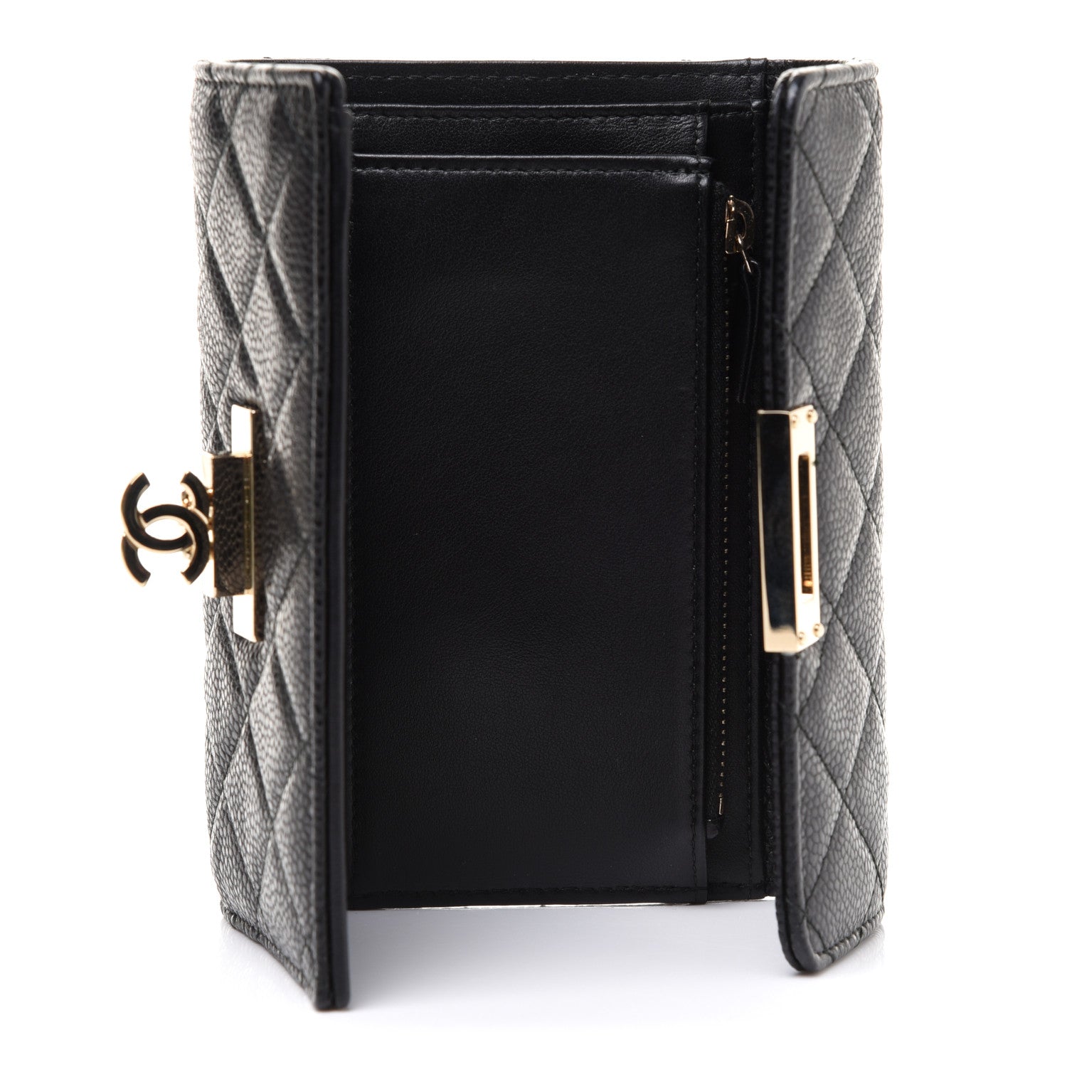 Chanel Caviar Quilted Small Golden Class Flap Wallet Black 5 of 9