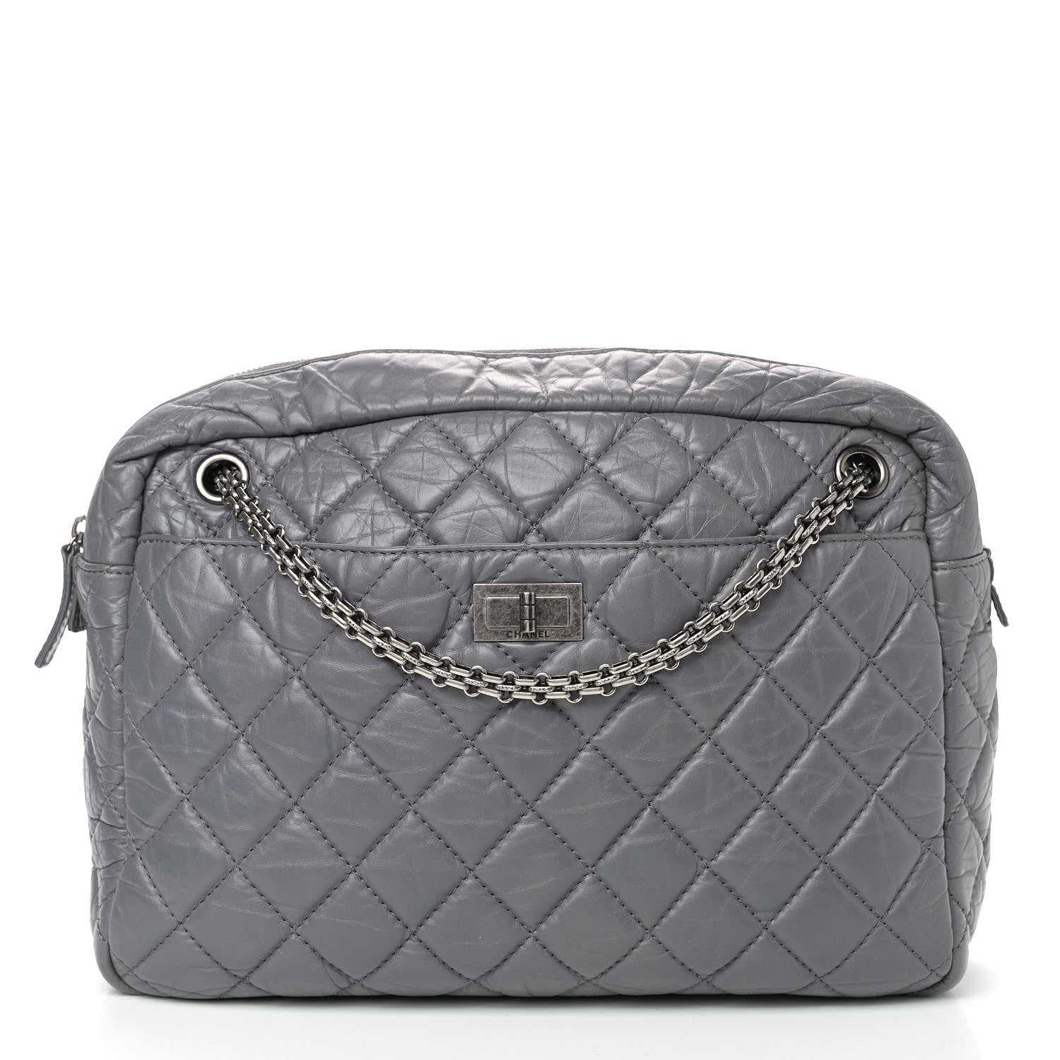 Chanel Aged Calfskin Quilted Large Reissue Camera Case Grey 1 of 10