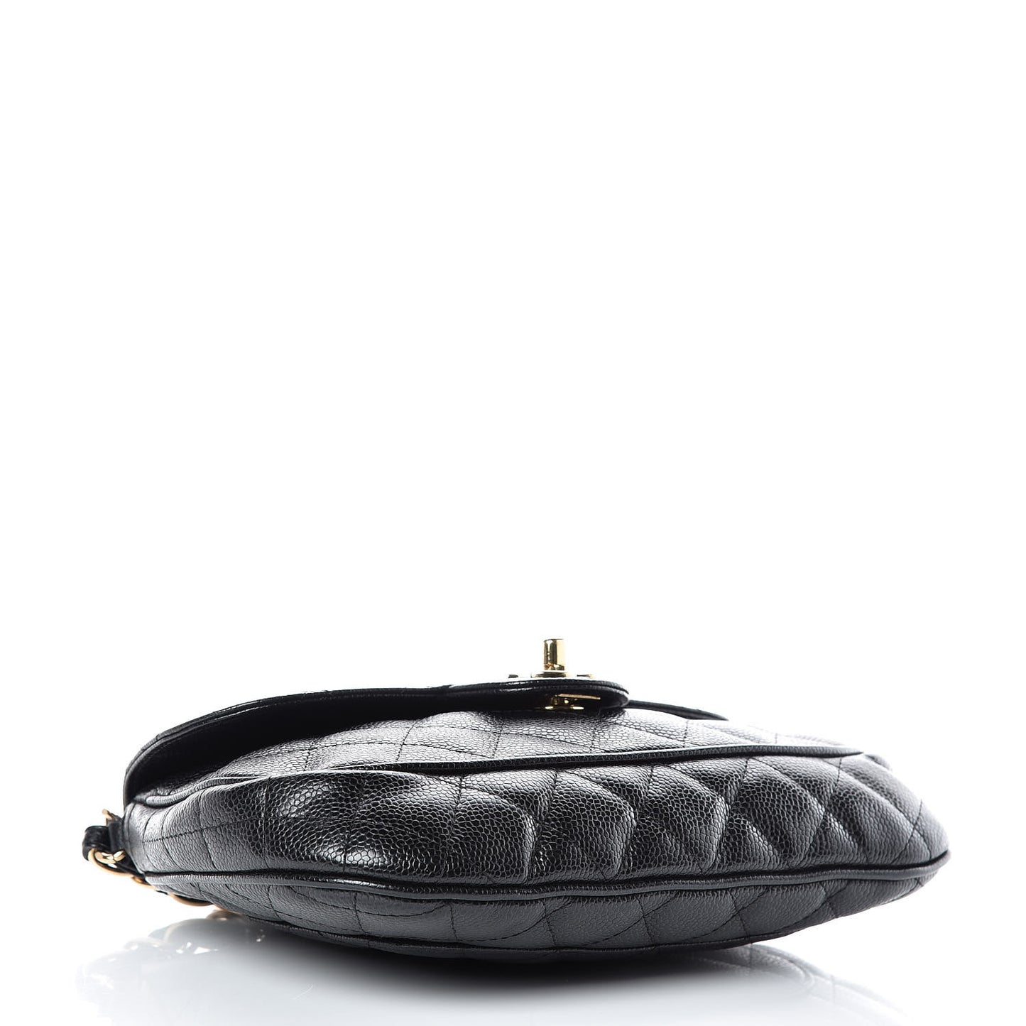 Caviar Quilted Flap Shoulder Bag Black