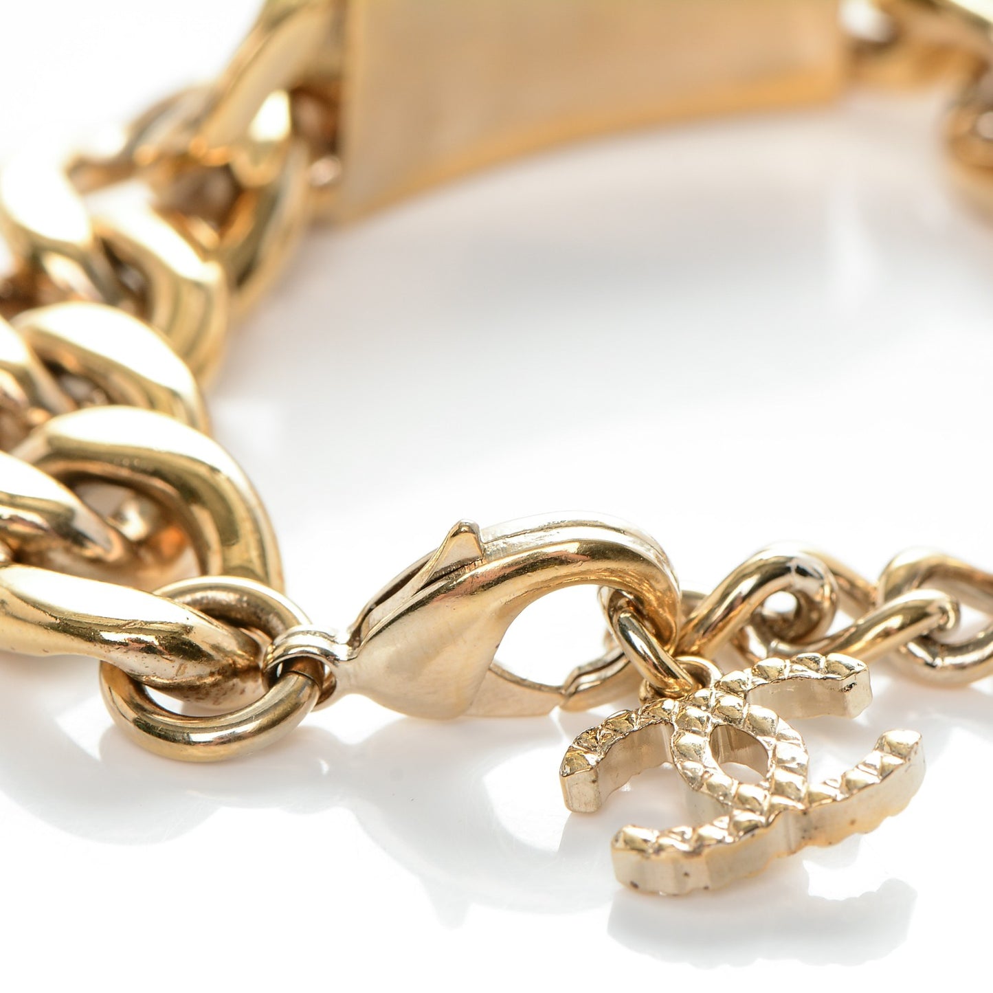 Crystal CC Chain ID Bracelet Gold