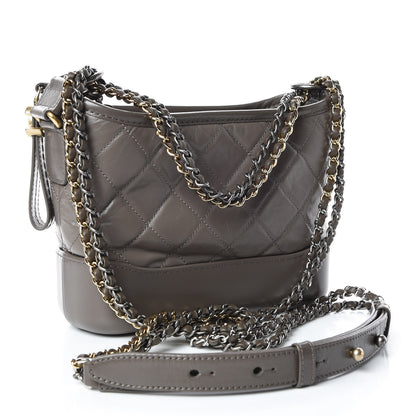 Chanel Aged Calfskin Quilted Small Gabrielle Hobo Grey 3 of 10