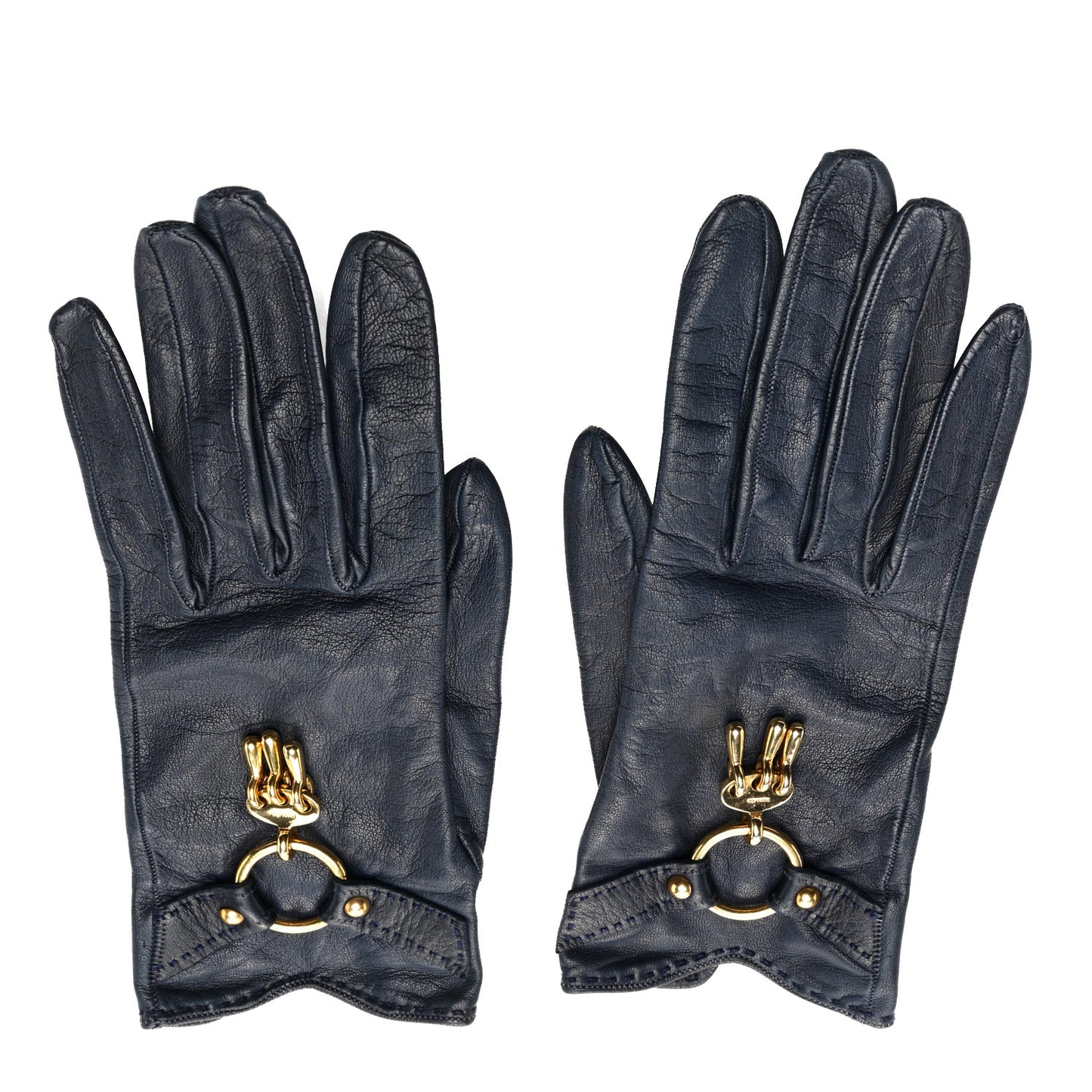 Lambskin Charm Gloves 6 Navy
