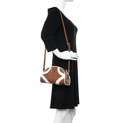 Prada Soft Calfskin Bowling Crossbody Bag Cognac White 2 of 9