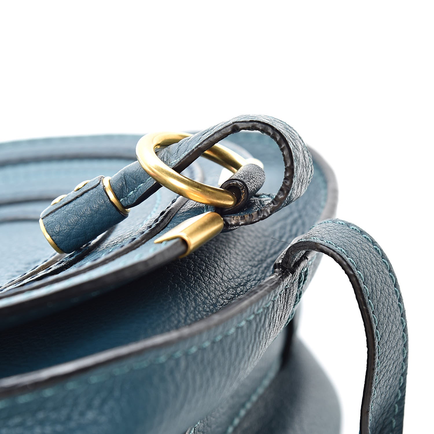 Chloe Calfskin Mini Marcie Round Crossbody Bag Teal 15 of 17