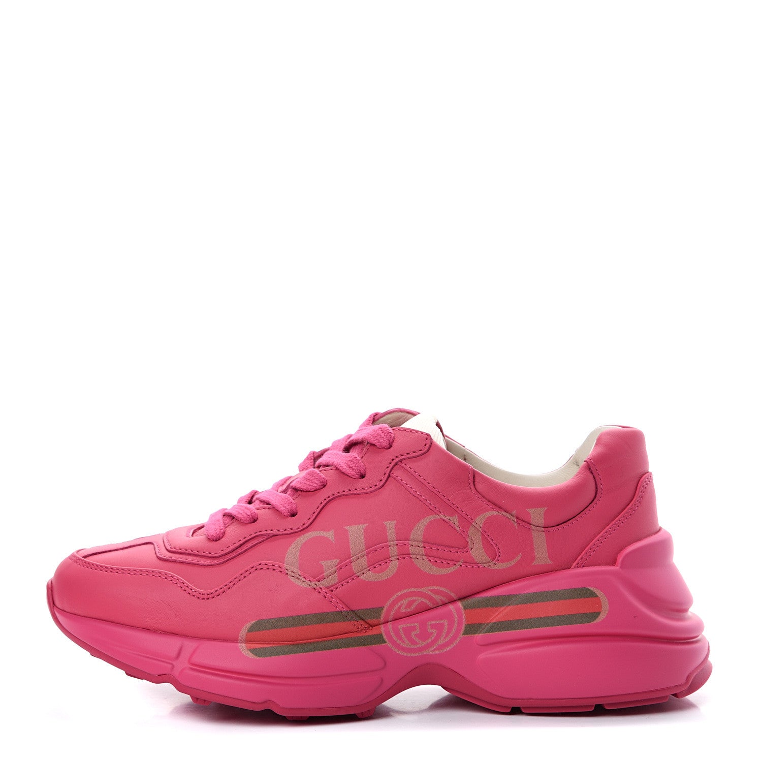 Gucci Calfskin Logo Womens Rhyton Sneakers 36.5 Box Pink 1 of 8