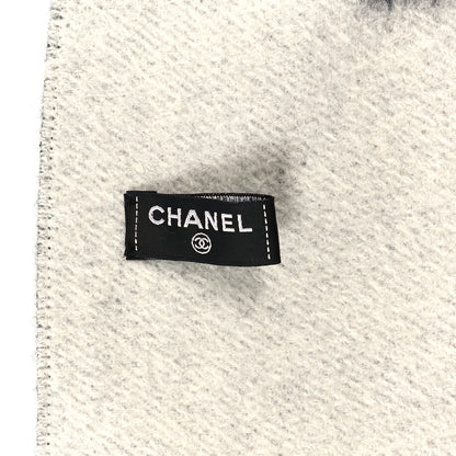 Chanel Cashmere CC Fringe Stole Black White 3 of 3