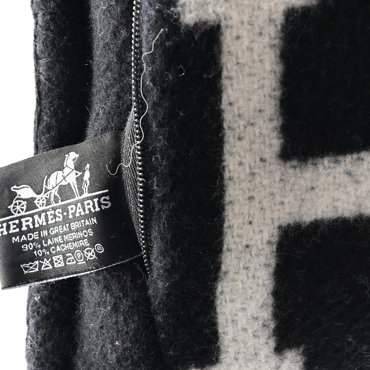 Hermes Wool Cashmere Avalon III Pillow PM Ecru Black 3 of 3
