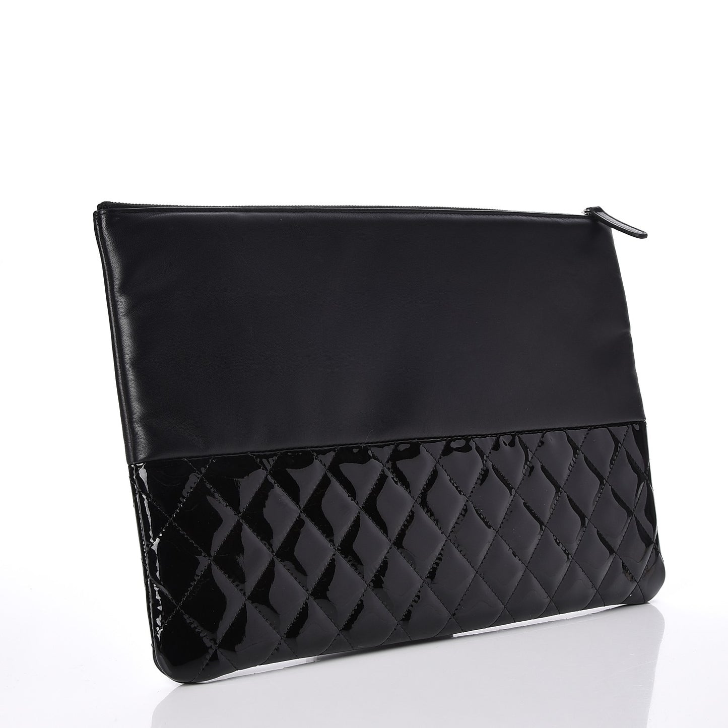 Lambskin Patent Quilted Large Cosmetic Case Black