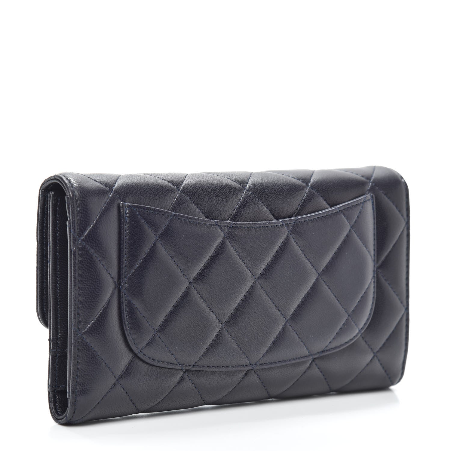 Chanel Lambskin Quilted Large Flap Wallet Navy 3 of 8