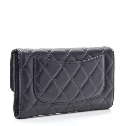 Chanel Lambskin Quilted Large Flap Wallet Navy 3 of 8
