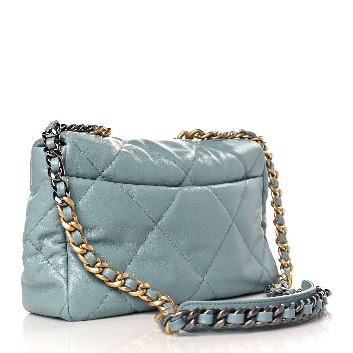 Goatskin Quilted Large Chanel 19 Flap Blue